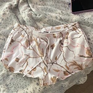 Refuge White and Brown Nature Print Shorts